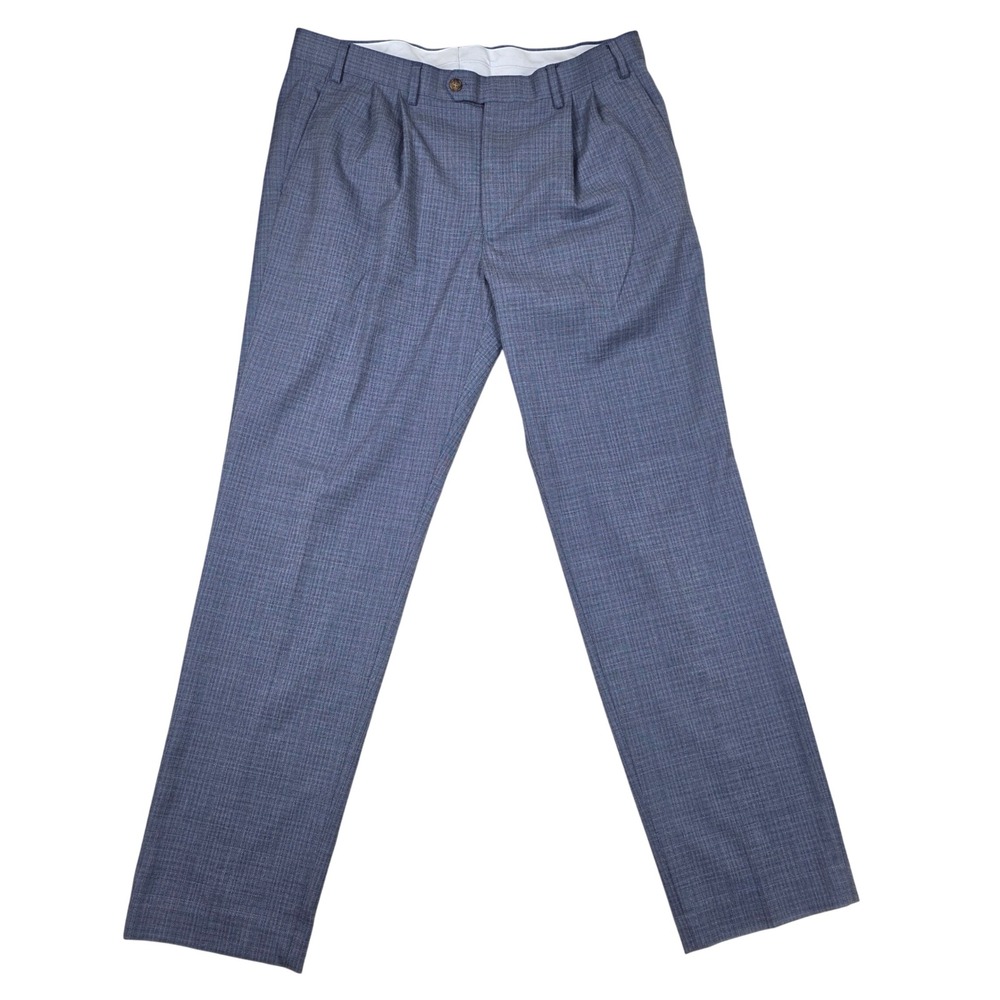 Ralph Ralph Lauren Mens Pleated Dress Pants Blue Plaid Preppy 36W x 32L
